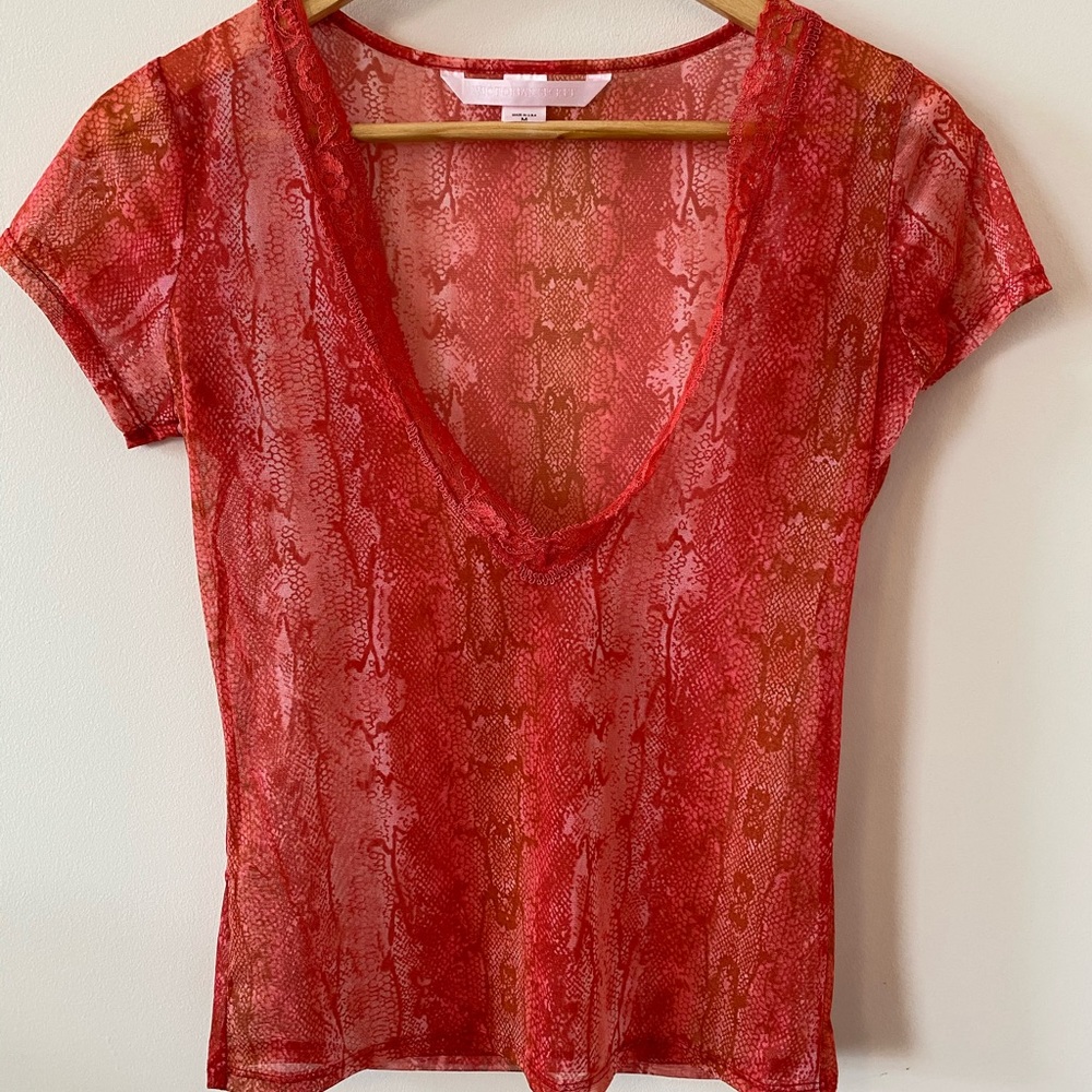 Victoria Secret Size Medium Snake Print Lace Shirt